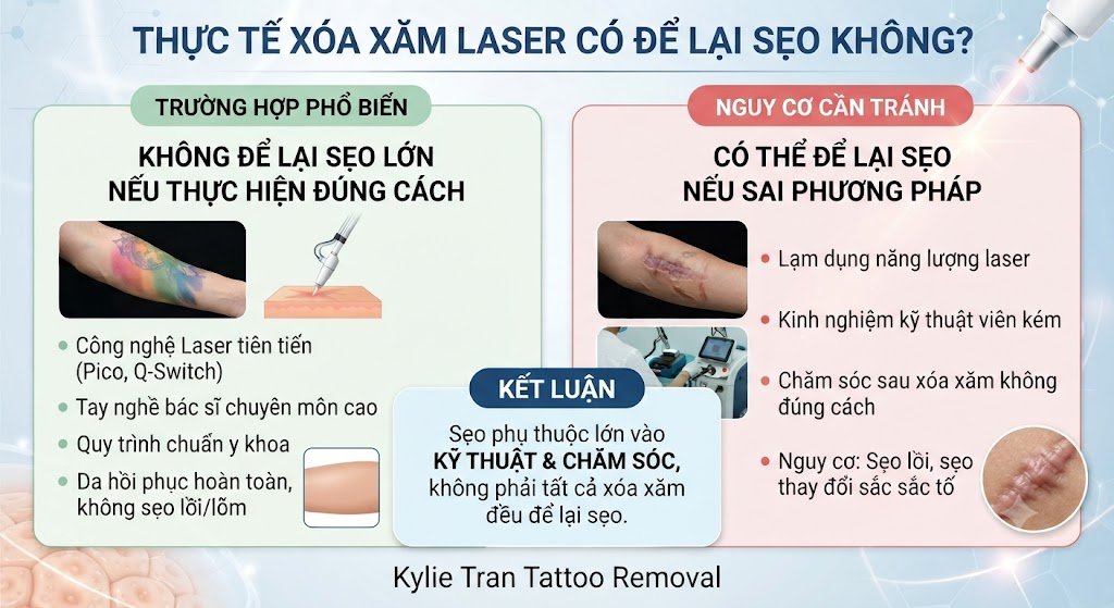 Xóa xăm laser có để lại sẹo không ? Giải đáp chi tiết từ chuyên gia