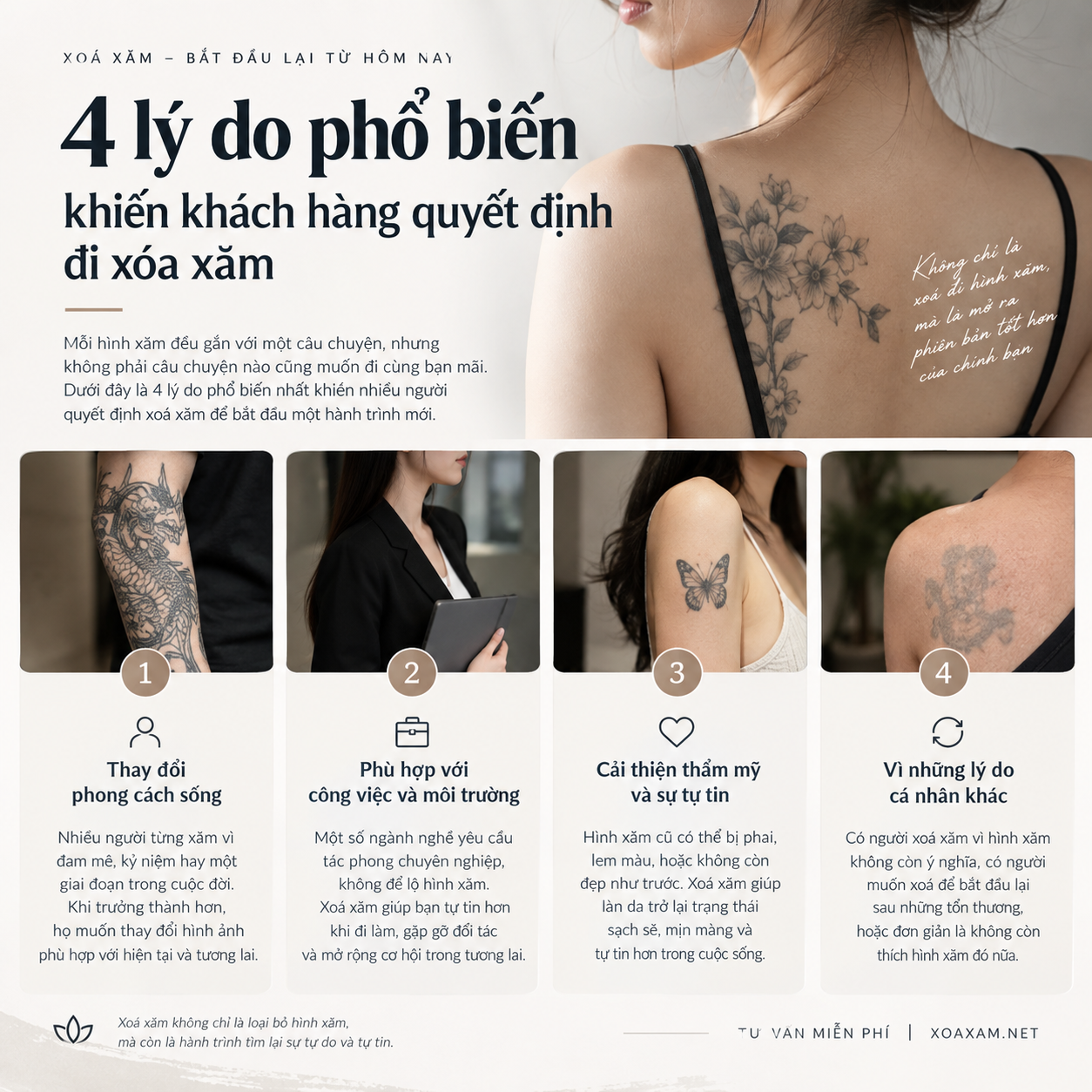 4 lý do phổ biến khiến khách hàng quyết định đi xóa xăm